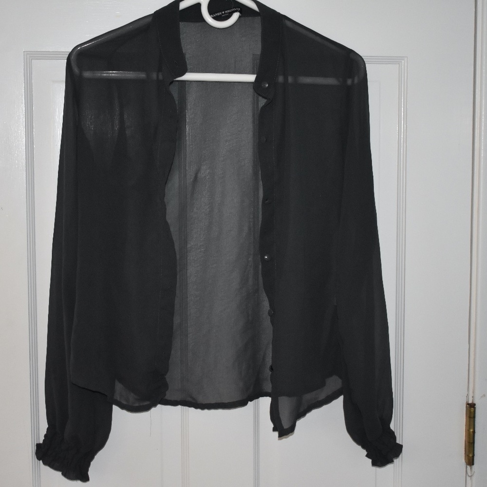 Brandy Melville Sheer Black Button Down